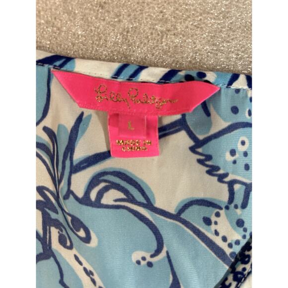 Lilly Pulitzer Womens Deanna Romper Large Succulent Blue Pop 1 Piece Beach - Picture 5 of 8